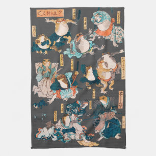 Japanska Frog ukiyo-e Froggies Kökshandduk