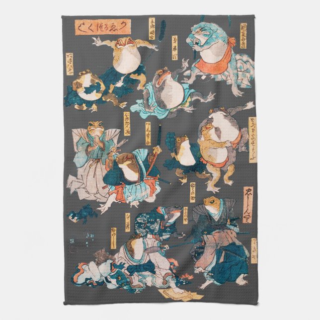 Japanska Frog ukiyo-e Froggies Kökshandduk (Vertikal)