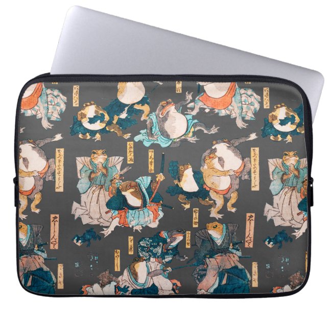Japanska Frog ukiyo-e Froggies Laptop Fodral (Framsidan)