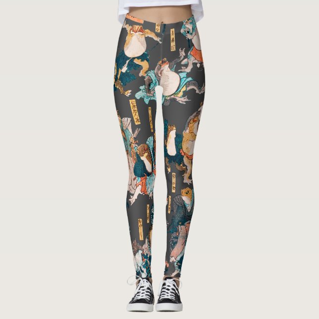 Japanska Frog ukiyo-e Froggies Leggings (Framsida)