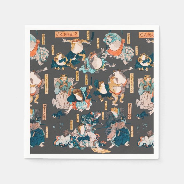 Japanska Frog ukiyo-e Froggies Pappersservett (Framsidan)