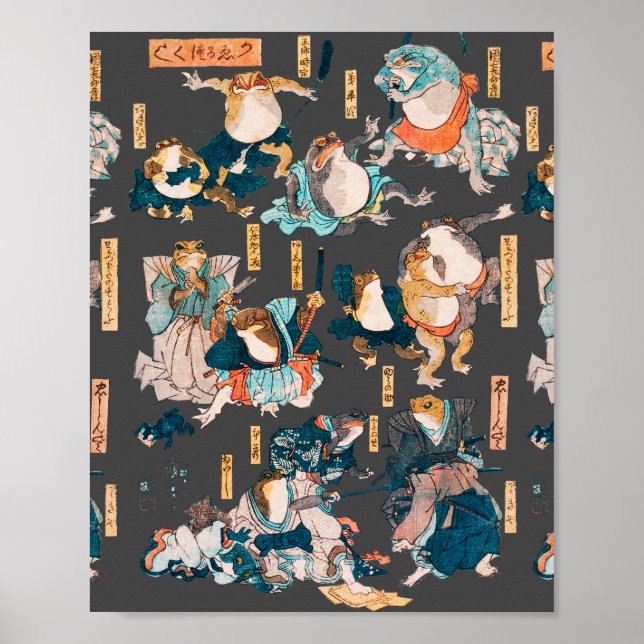 Japanska Frog ukiyo-e Froggies Poster (Framsidan)