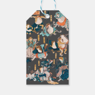 Japanska Frog ukiyo-e Froggies Presentetikett