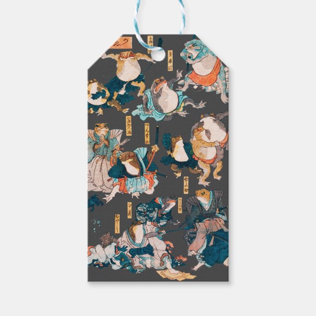 Japanska Frog ukiyo-e Froggies Presentetikett (Framsidan)