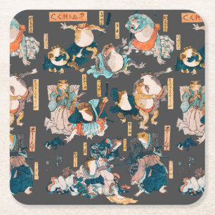 Japanska Frog ukiyo-e Froggies Underlägg Papper Kvadrat