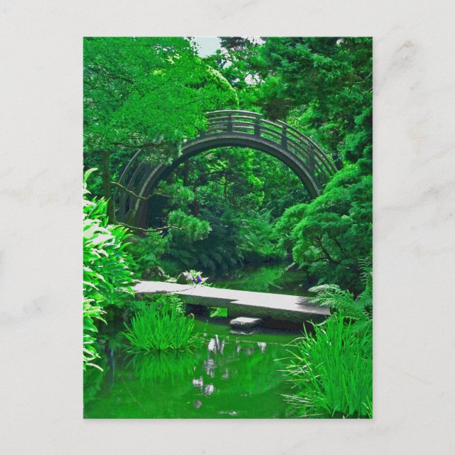 Japanska Garden Bridges fotomålningsvykort Vykort (Framsida)