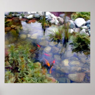 Japanska Garden Koi Pond Poster