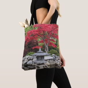 Japanska Garden Lantern och Red Maple Löv Tygkasse