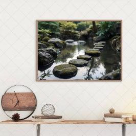 Japanska Garden Pond med Zen Stones Canvastryck