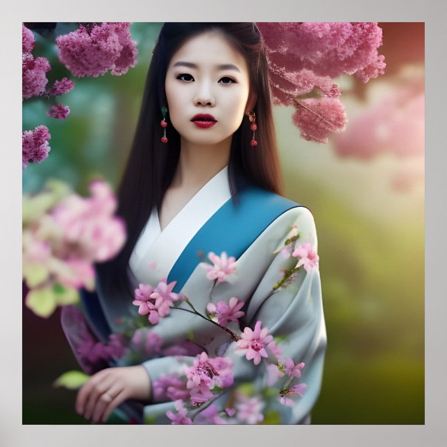 Japanska Geisha AI Skapat Photo Realistic Stil Poster (Framsidan)