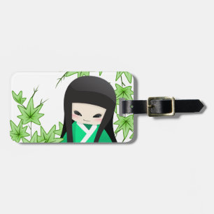 Japanska Geisha Doll - grönt serie Bagagebricka