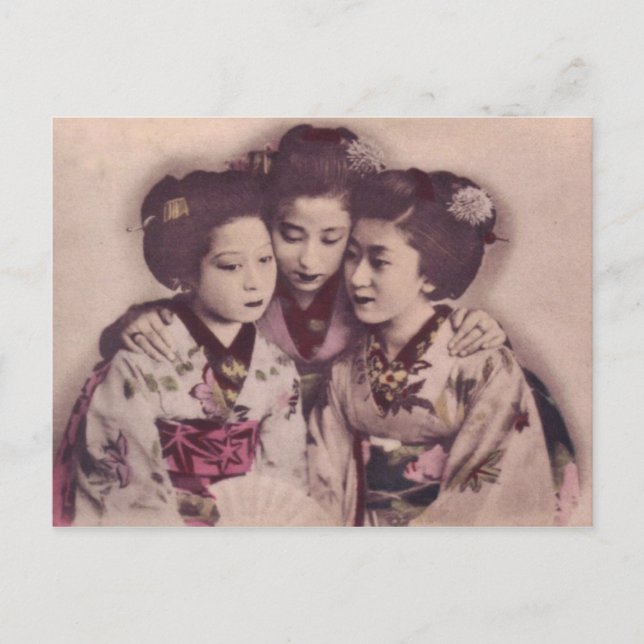 Japanska geisha-flickor, 1900 vykort (Framsida)