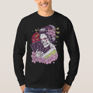 Japanska Geisha Girl Sakura Cherry Blommar Scary S T Shirt