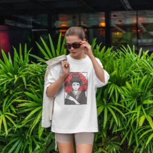 Japanska Geisha Girl Umbrella T Shirt
