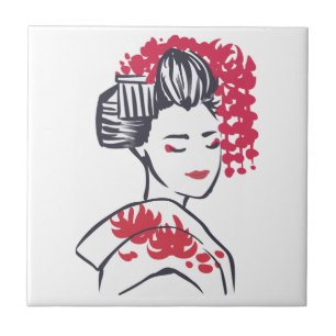 Japanska Geisha Kakelplatta