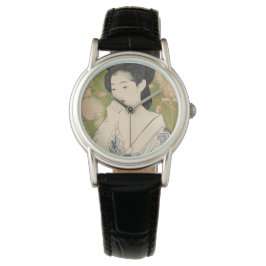 Japanska Geisha Kimono Woodcut Watch Armbandsur