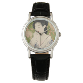 Japanska Geisha Kimono Woodcut Watch Armbandsur