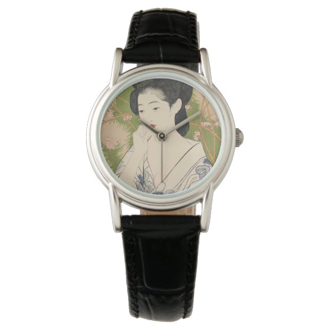 Japanska Geisha Kimono Woodcut Watch Armbandsur (Framsida)