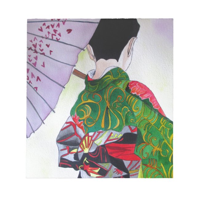 Japanska Geisha-konst med kimono och paraply Anteckningsblock (Framsida)