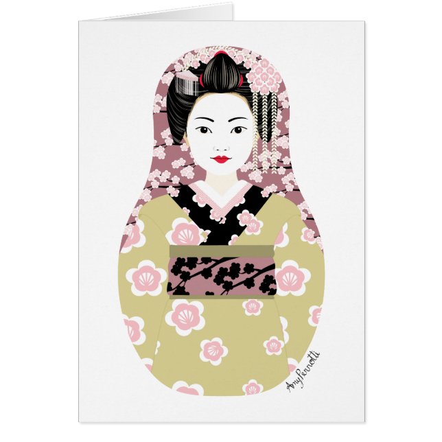 Japanska Geisha Matryoshka-kort OBS Kort (Framsidan)