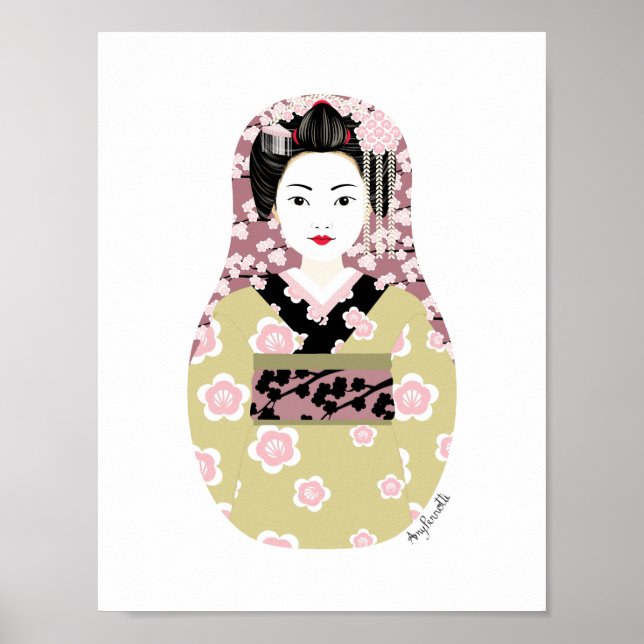 Japanska Geisha Matryoshka Poster (Framsidan)