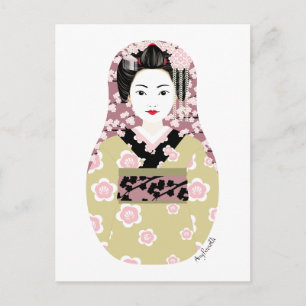 Japanska Geisha Matryoshka-vykort Vykort