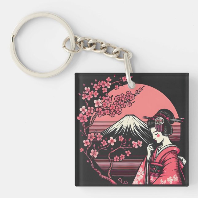 Japanska Geisha Mount Fuji Cherry Blommar Träd (Framsidan)