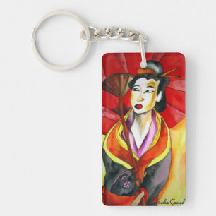 Japanska Geisha-originalfärgkonsmålning Nyckelring