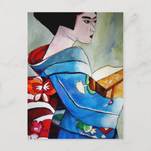 Japanska Geisha-originalfärgkonsmålning Vykort