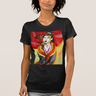 Japanska Geisha-originalvattenfärgsmålning T-shirt