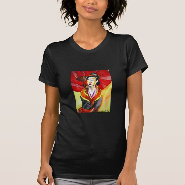 Japanska Geisha-originalvattenfärgsmålning Tee Shirt (Framsida)