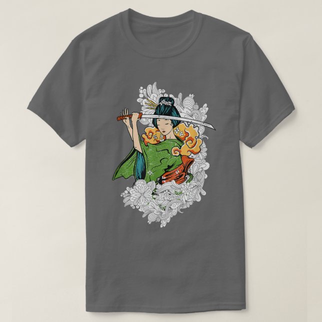 Japanska Geisha Samurai (2) T Shirt (Design framsida)