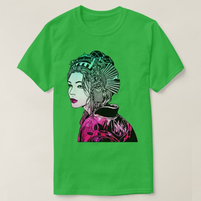 Japanska Geisha Samurai Warrior 1061 T Shirt (Design framsida)