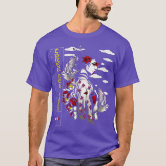 Japanska Geisha Sparrows Birds Futurism Outrun St T Shirt