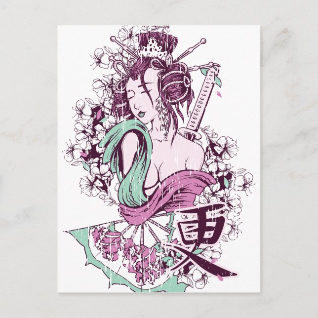 Japanska Geisha Vykort (Framsida)