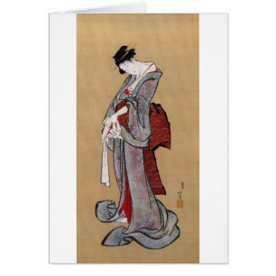 Japanska Geisha Woman, Hokusai, Ukiyo-e Hälsningskort