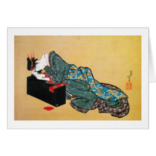 Japanska Geisha Woman, Hokusai, Ukiyo-e Hälsningskort