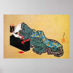 Japanska Geisha Woman, Hokusai, Ukiyo-e Poster
