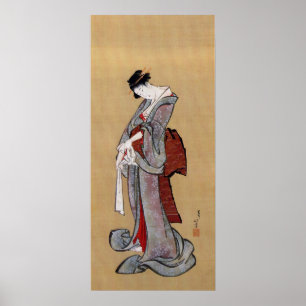 Japanska Geisha Woman, Hokusai, Ukiyo-e Poster