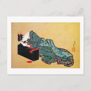 Japanska Geisha Woman, Hokusai, Ukiyo-e Vykort