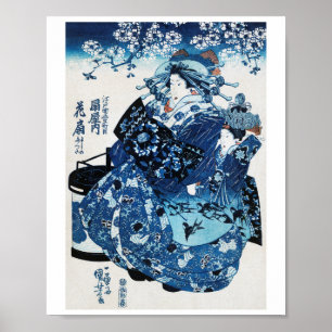 Japanska Geisya Woman, Kuniyoshi, Ukiyo-e Poster