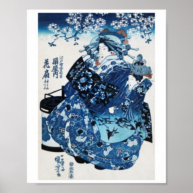 Japanska Geisya Woman, Kuniyoshi, Ukiyo-e Poster (Framsidan)