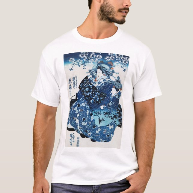 Japanska Geisya Woman, Kuniyoshi, Ukiyo-e T Shirt (Framsida)