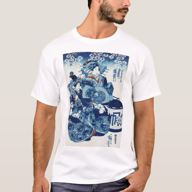 Japanska Geisya Woman, Kuniyoshi, Ukiyo-e T Shirt (Framsida)