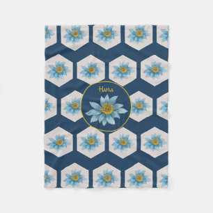 Japanska Geometric Lily Flower Mönster Monogram Fleecefilt