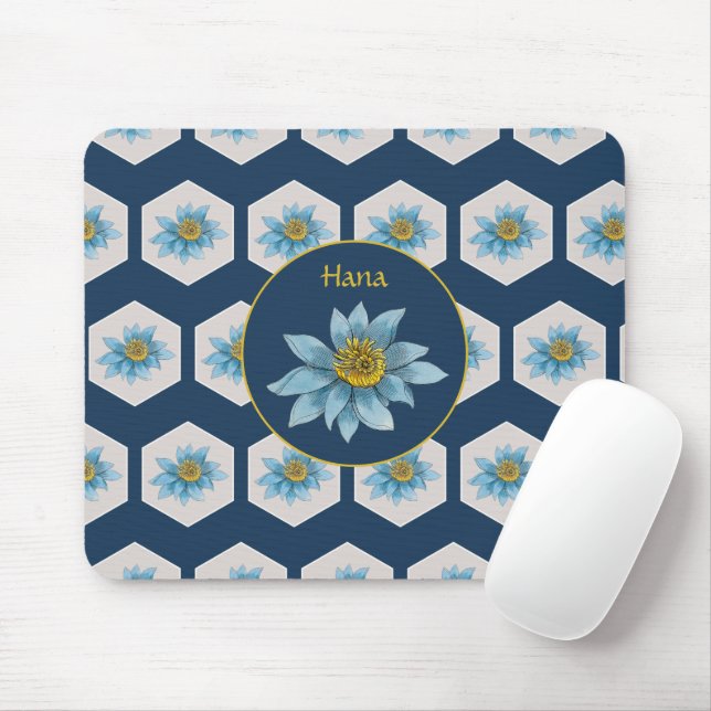 Japanska Geometric Lily Flower Mönster Monogram Musmatta (Med mus)
