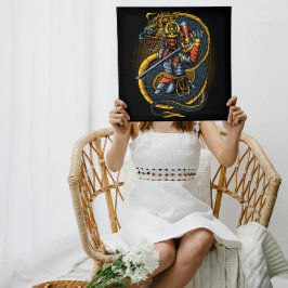 Japanska Golden Dragon och Samurai Warrior Poster