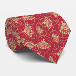 Japanska Guld Fläkt på Röda Slips