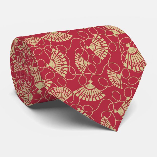 Japanska Guld Fläkt på Röda Slips (Rullad)