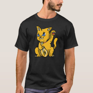 Japanska Guld Lucky Cat Maneki Neko 招 き 猫 Beckonin T Shirt